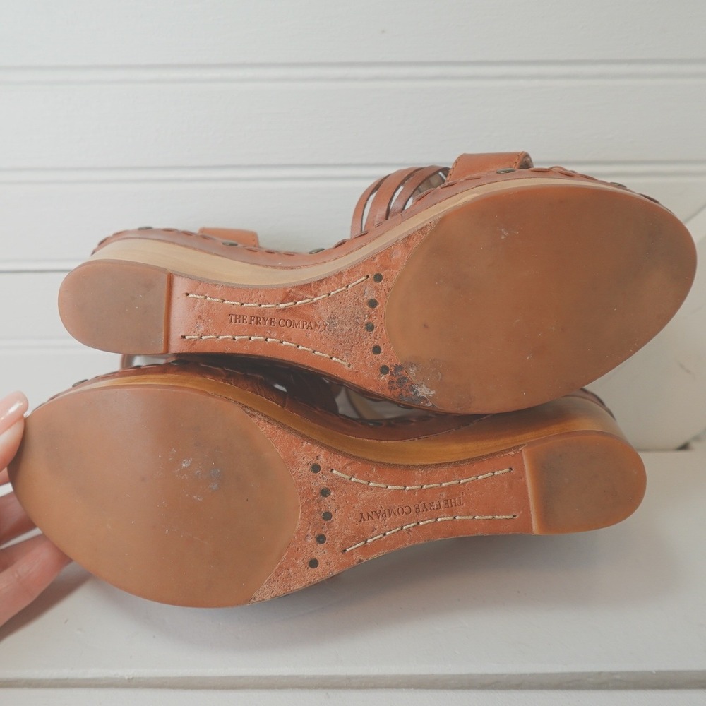 Women's Frye Carlie Huarache Ankle Sandals Size 5.5 Wedge Platform Boho Shoes - Picture 8 of 8